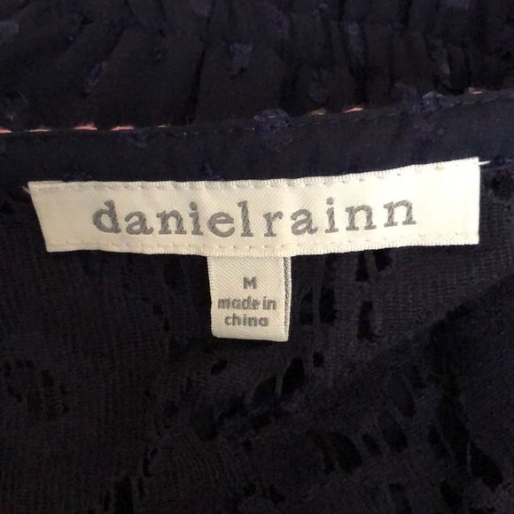 Daniel Rainn Navy Swiss Dot Keyhole Sleeveless Ribbon Trim Maxi Dress size M - Picture 15 of 16